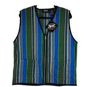 Impact Vest Mens Small Multicolor Striped Zip Up Sleeveless Front Pockets‎ New